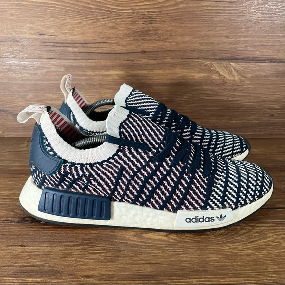 Adidas NMD R1 STLT Primeknit ‘Navy White Red’ Athletic Sneakers Men’s Size 12 - Picture 1 of 11